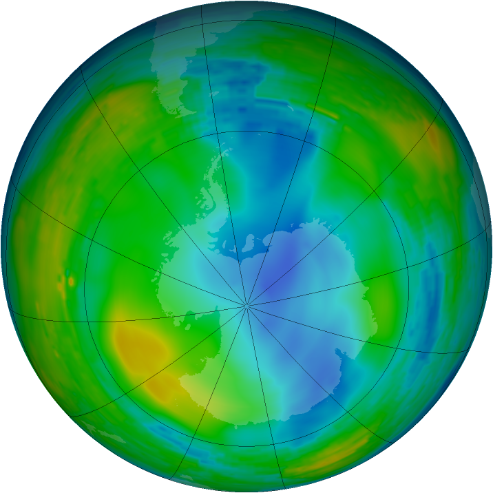 Antarctic ozone map for 25 July 1993